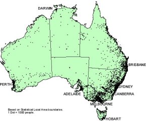 Australian Population Distribution Map 2000