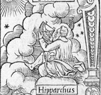 An image of Hipparchus from the title page of William Cunningham's Cosmographicall Glasse (1559)