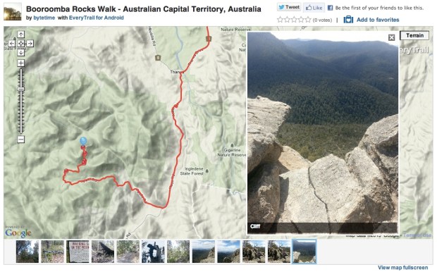 Booroomba Rocks view and map