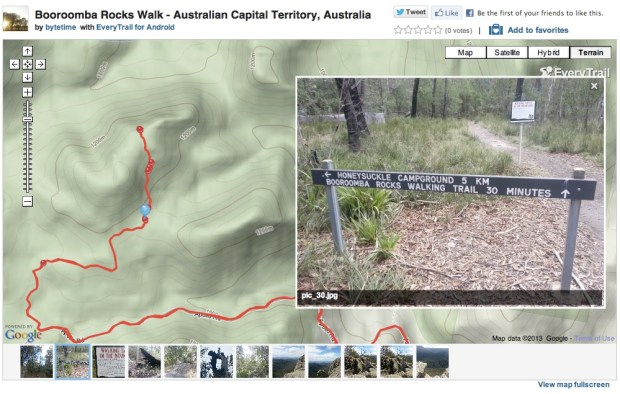 Map for Booroomba Rocks