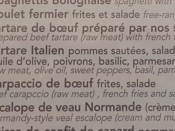 Many 'raw meat' options