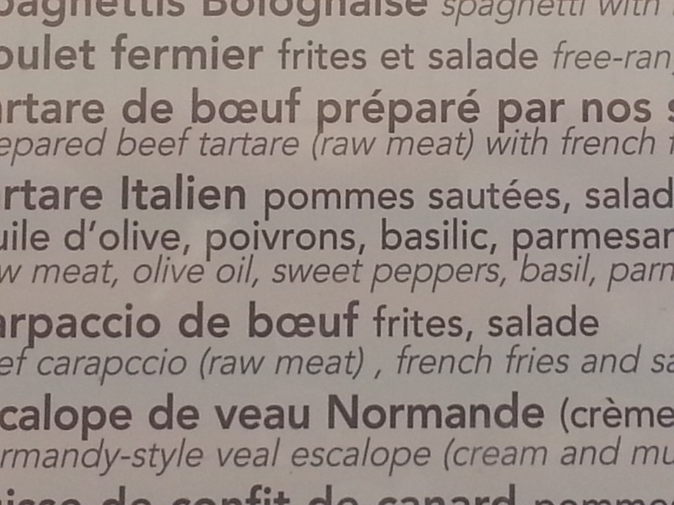 Many 'raw meat' options