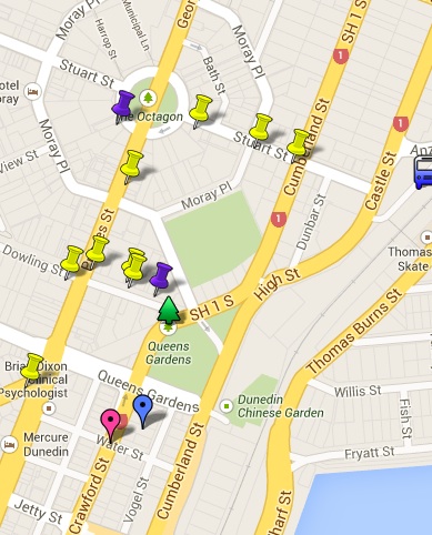 Follow the yellow markers to discover moments in Dunedin's past