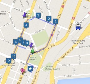 Map with markers of sites