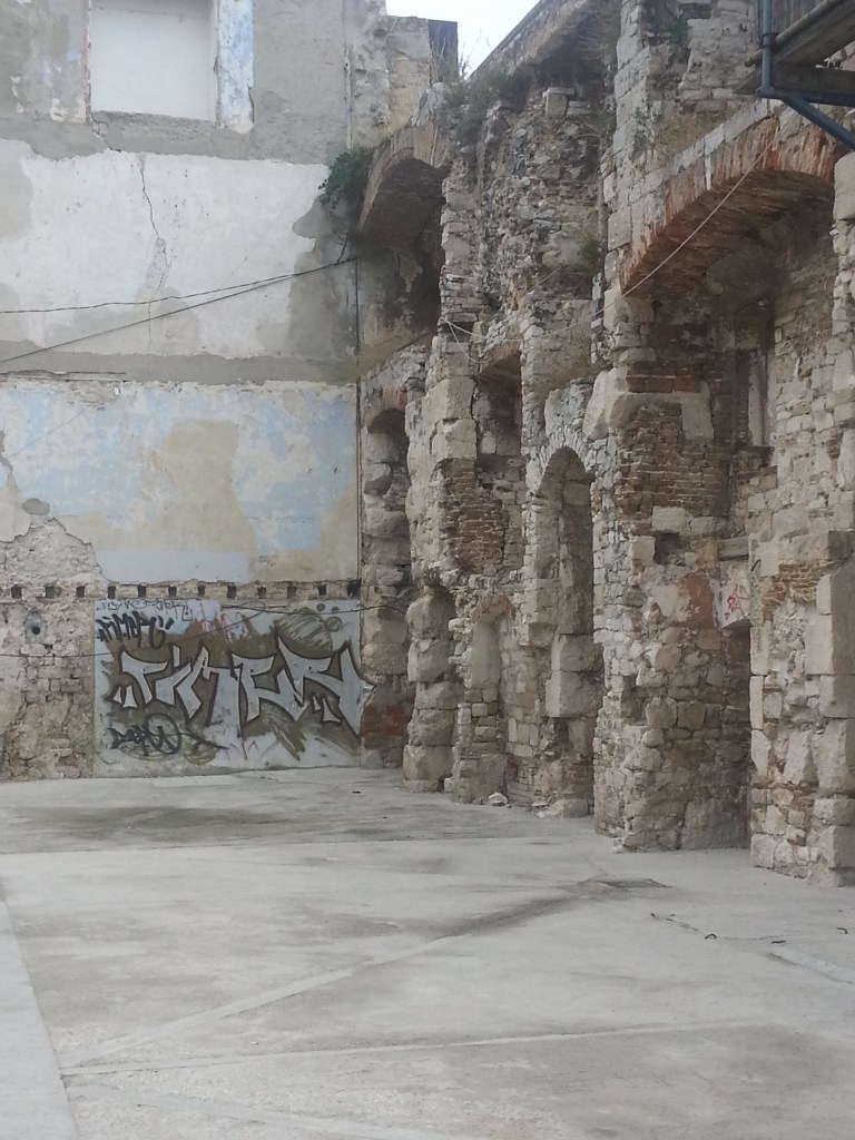 Graffiti on Roman ruins, Split. Photo by Tracey M Benson