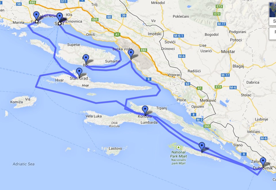 Our travelling route