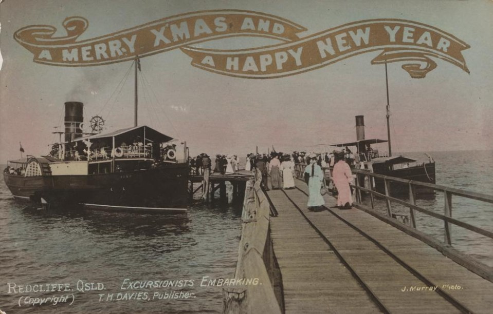 Christmas greeting card featuring Sutton's Beach, Redcliffe, Photographer: Murray, J.