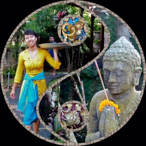 Composite of Yuli bring offerings, Kebun Indah, Ubud, Bali.