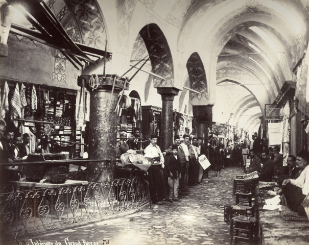 The interior of the Grand Bazaar in the 1890s, by Ottoman photographer Sébah.