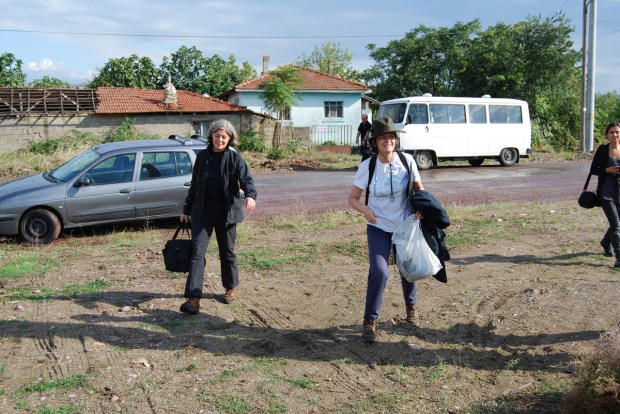 All ready to set out: Donna and Caro arrive at Hersek camp, 21 September 2009.